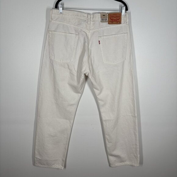 Levis Men Size 36x32 Ivory Denim 5-Pocket Casual 555 Relaxed Straight Jeans NWT - Picture 11 of 16
